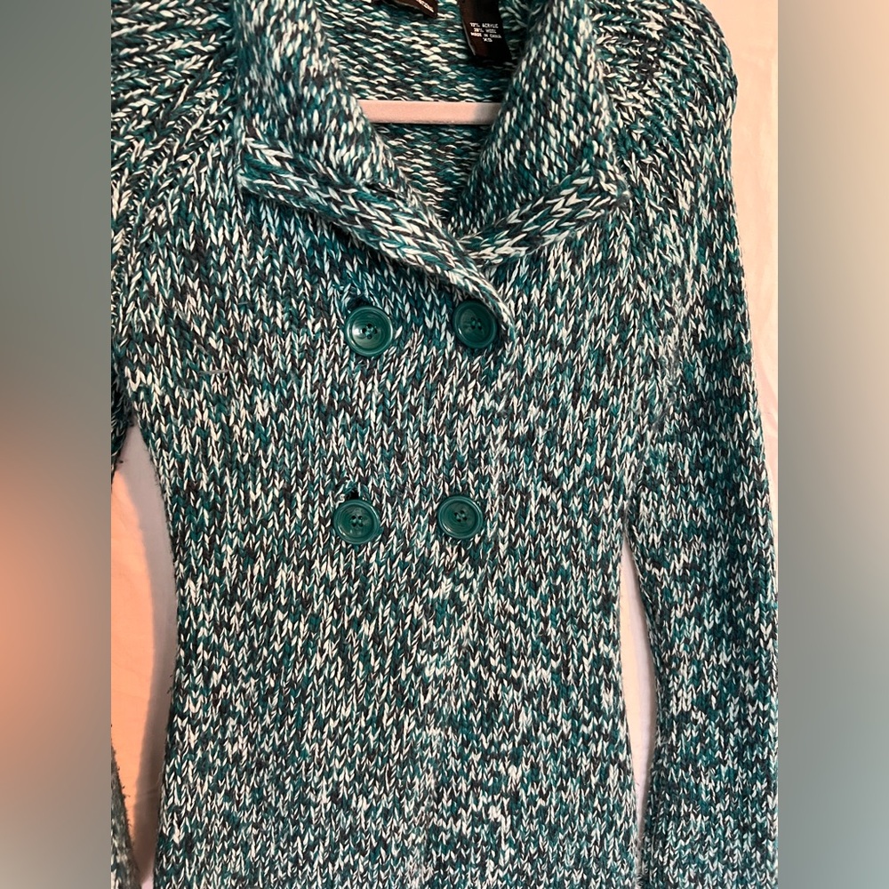 Moda International Teal Marled Cowl Neck Sweater